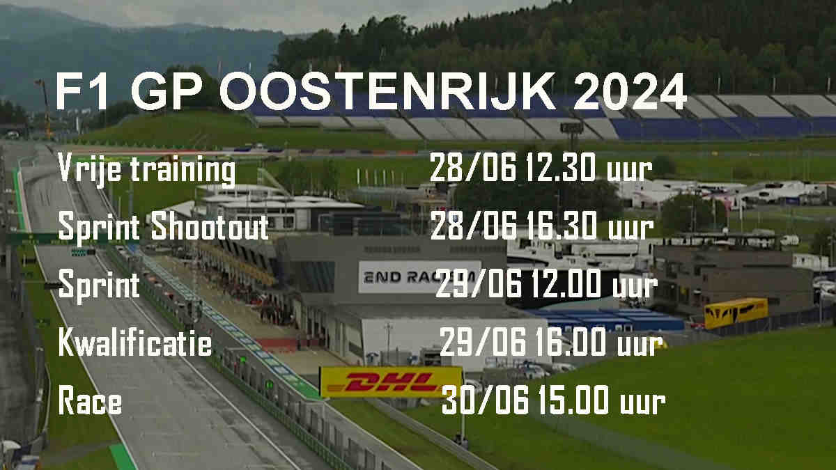 Livestream en Programma F1 GP Oostenrijk